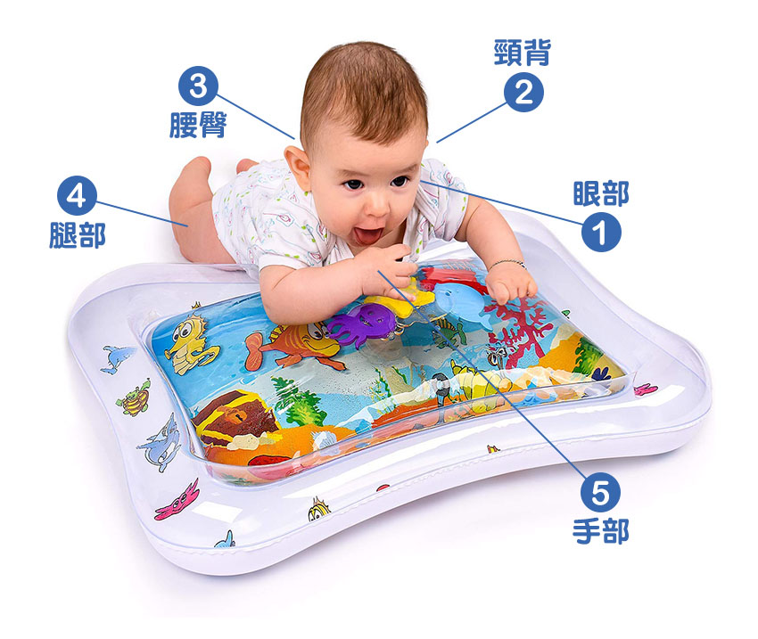 美國Hoovy-寶寶五感玩具-充氣玩水墊-商品特色-強健肌肉群發展
