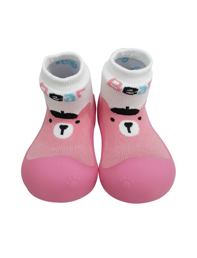 韓國BigToes幼兒襪型學步鞋-粉晶小熊(最後數量)