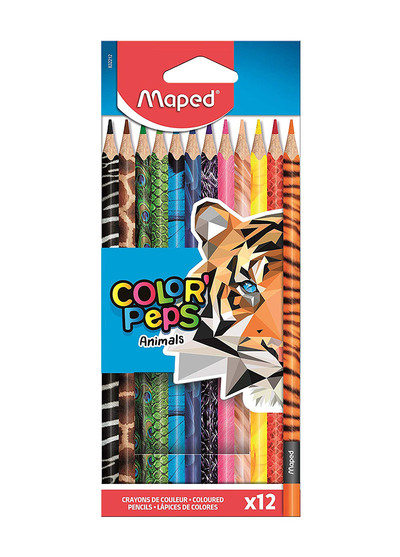 *法國Maped-彩色世界動物三角色鉛筆12色