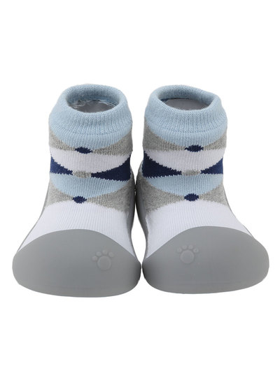 韓國BigToes幼兒襪型學步鞋-灰藍棋格