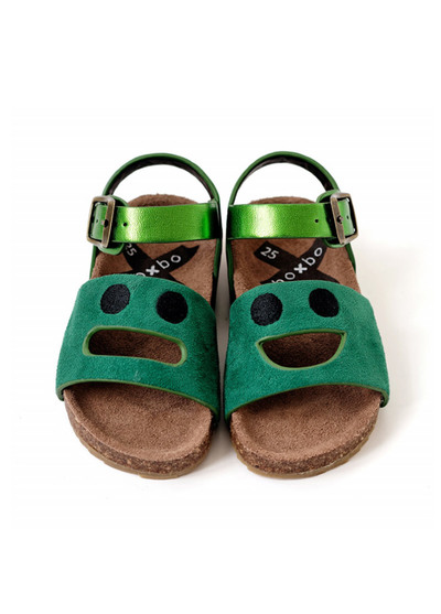 法國BOXBO時尚兒童涼鞋-我愛笑瞇瞇-絲絨綠