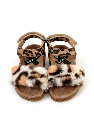 法國BOXBO時尚兒童涼鞋-里昂豹-叢林棕