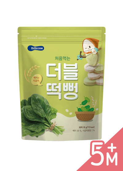 韓國Bebecook寶膳-雙色綿綿米餅-白米菠菜(30g/包)
