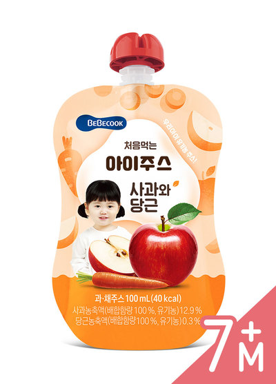 韓國BeBecook寶膳-嬰幼兒果汁-蘋果紅蘿蔔(100ml/袋)