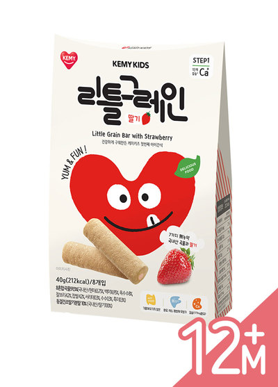 韓國Kemy Kids貪吃凱米-穀物小捲心-草莓(8條/盒)