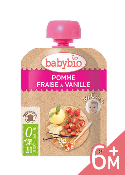 法國Babybio-纖果泥隨身包-生機蘋果草莓(90g/包)