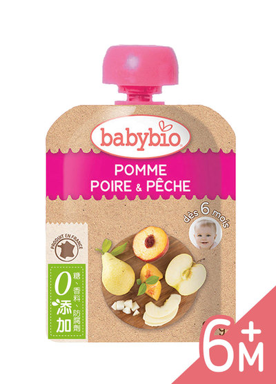 法國Babybio-纖果泥隨身包-生機蘋果洋梨(90g/包)