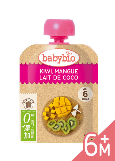 法國Babybio-纖果泥隨身包-生機奇異果芒果椰奶(90g/包)
