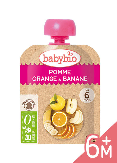 法國Babybio-纖果泥隨身包-生機蘋果香橙香蕉(90g/包)