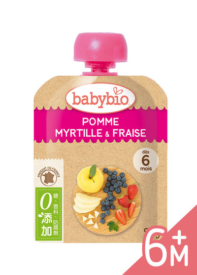法國Babybio-纖果泥隨身包-生機蘋果藍莓草莓(90g/包)