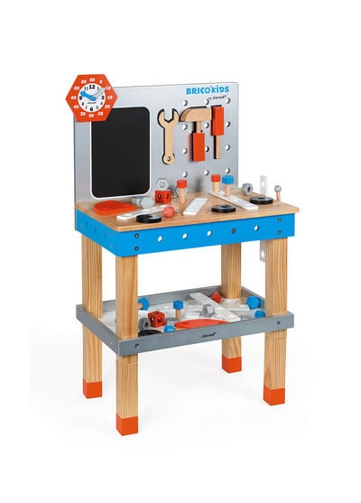 *法國Janod小木匠創意玩-站式工作台(藍橘款) 