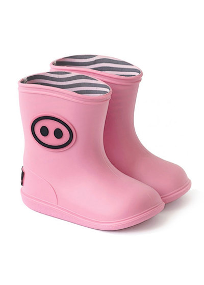 法國BOXBO時尚兒童雨靴-小豬齁齁-蔷薇粉