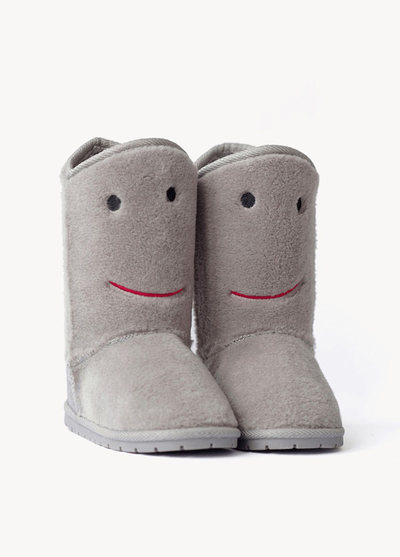 法國BOXBO時尚兒童雪靴-笑瞇瞇-絨絨灰