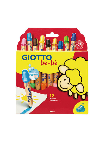 *【Giotto Bebe】可洗式寶寶木質蠟筆(12色)(缺)