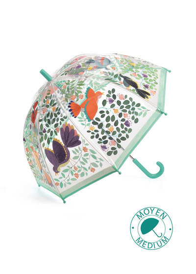 法國DJECO智荷-藝術插畫透明雨傘-花叢裡的鳥兒[兒童款5Y+]