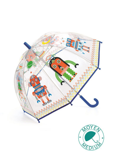 法國DJECO智荷-藝術插畫透明雨傘-彩色機器人[兒童款5Y+]