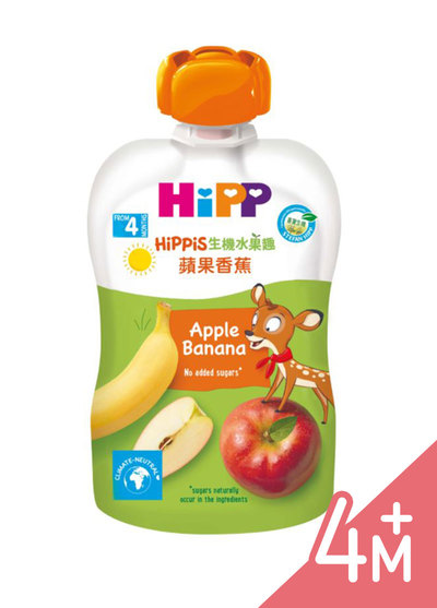 德國HiPP喜寶-生機水果趣果泥-蘋果香蕉(100g/包)[4m+]