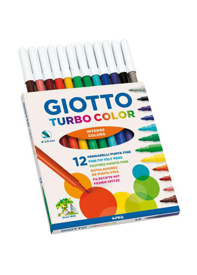 *【義大利 GIOTTO】可洗式兒童隨身彩色筆(細12色)