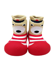 韓國BigToes幼兒襪型學步鞋-亮紅高帽熊