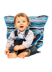 出清特價↘美國My Little Seat攜帶型嬰兒安全椅套-紳藍條紋★原價1190